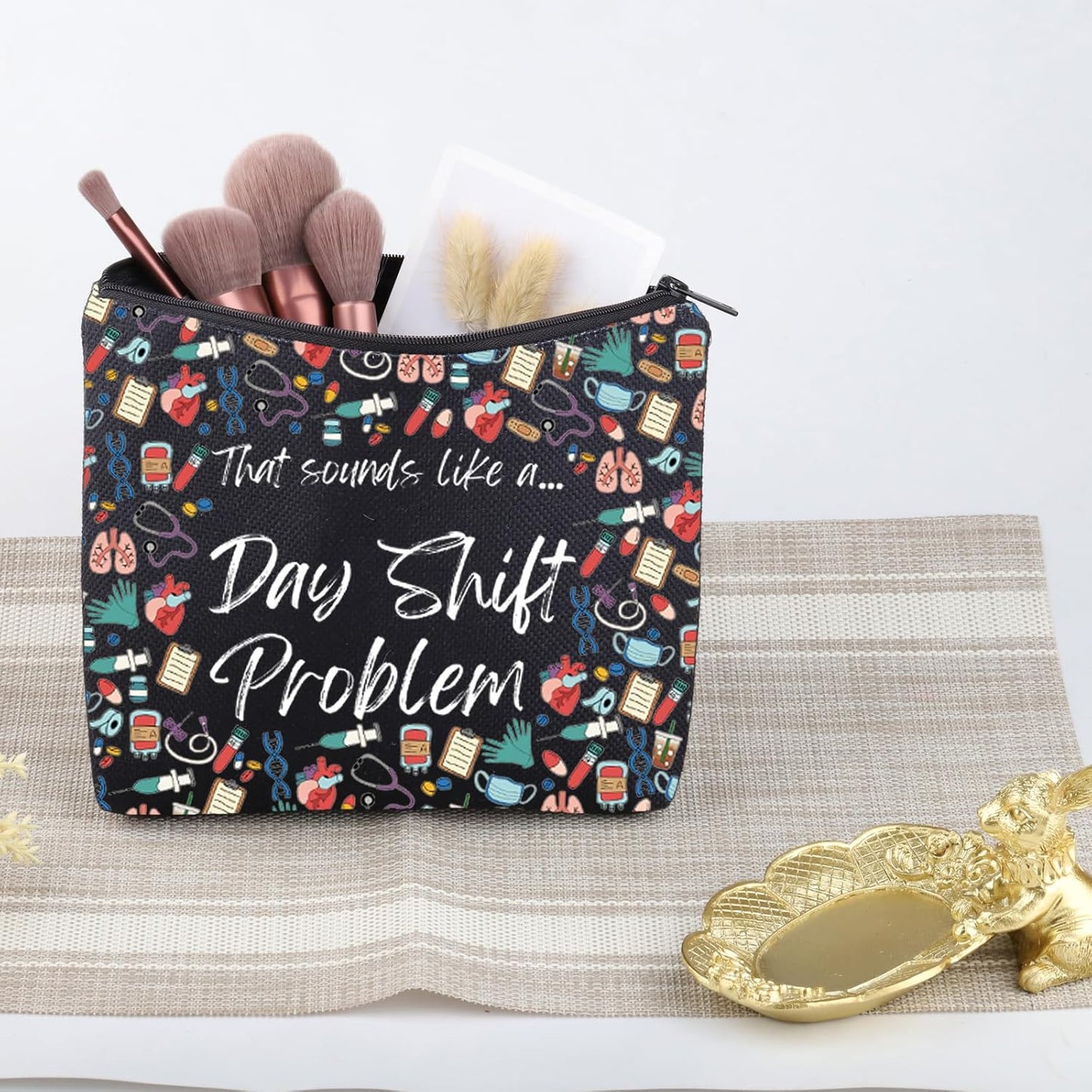 Night Shift Nurse Gift Day Shift Problem Cosmetic Bag Healthcare Worker Gift (Day Shift Problem Bag)