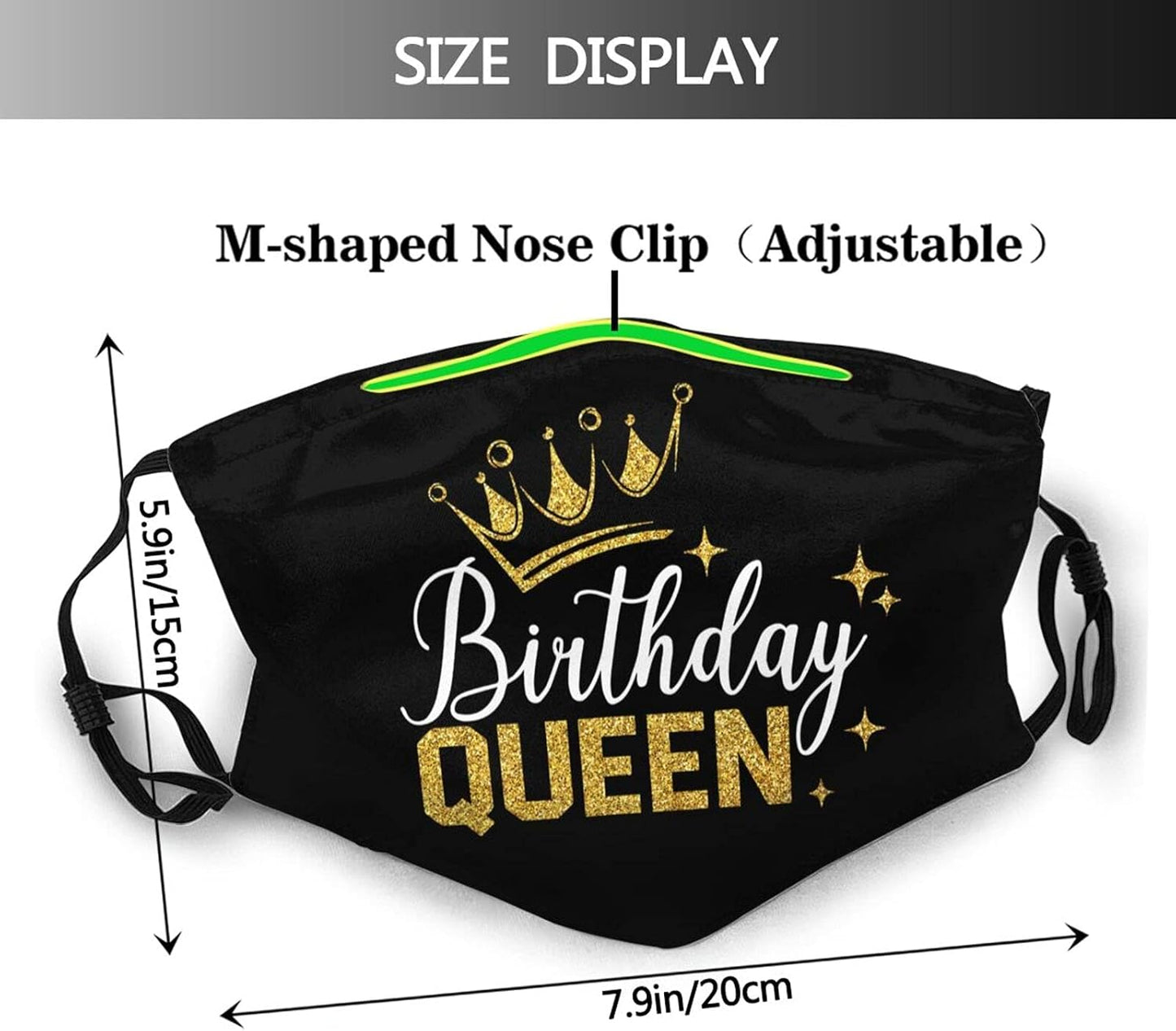 Happy Birthday Queen Face Masks - Birthday Gifts for Women - Birthday Outfits for Women - Birthday Decorations for Women - Breathable Reusable Washable Adjustable Cloth Face Cover