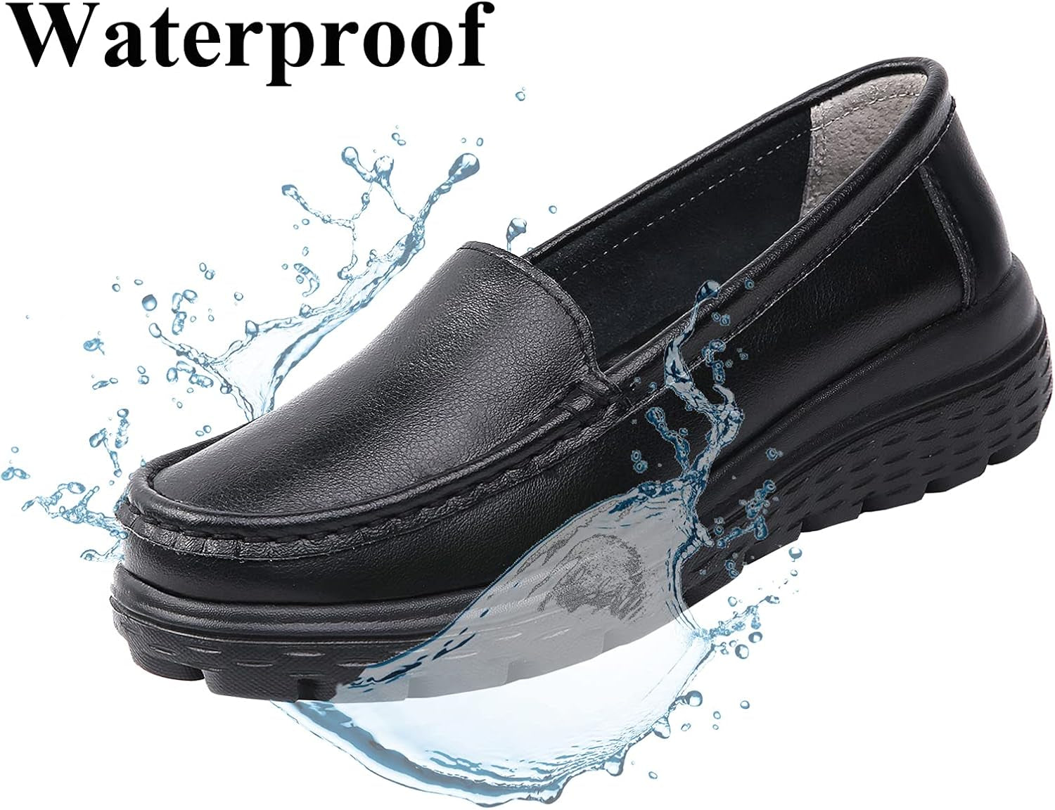 Nurse Shoes Women Nursing Work Healthcare Slip Resistant Breathable Restaurant Food Service Lightweight Leather Loafers