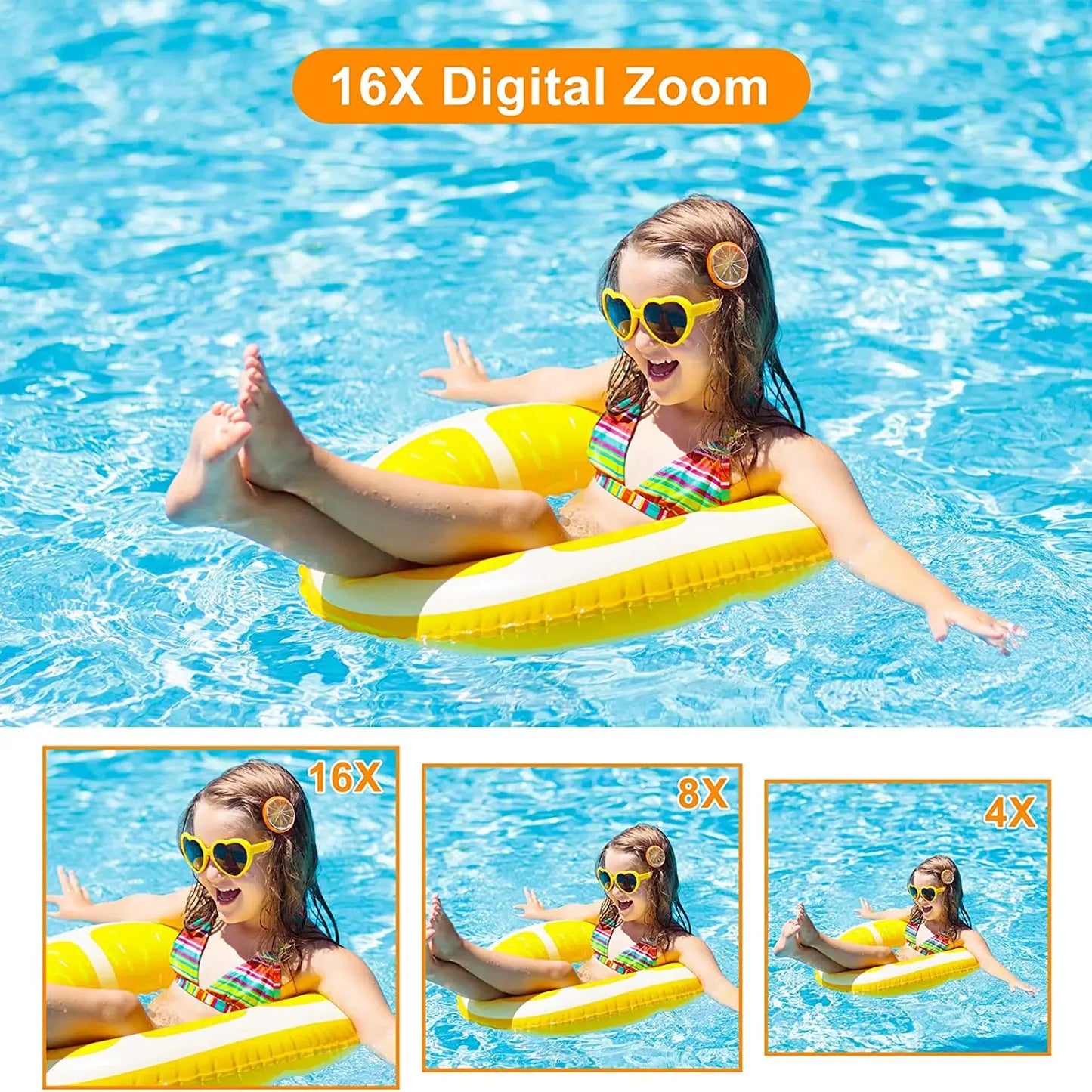 HD 1080P 2.4 Inch Digital Camera Rechargeable Cameras with 16X Zoom Compact Camera 44MP Cameras for Kids Beginner Camera