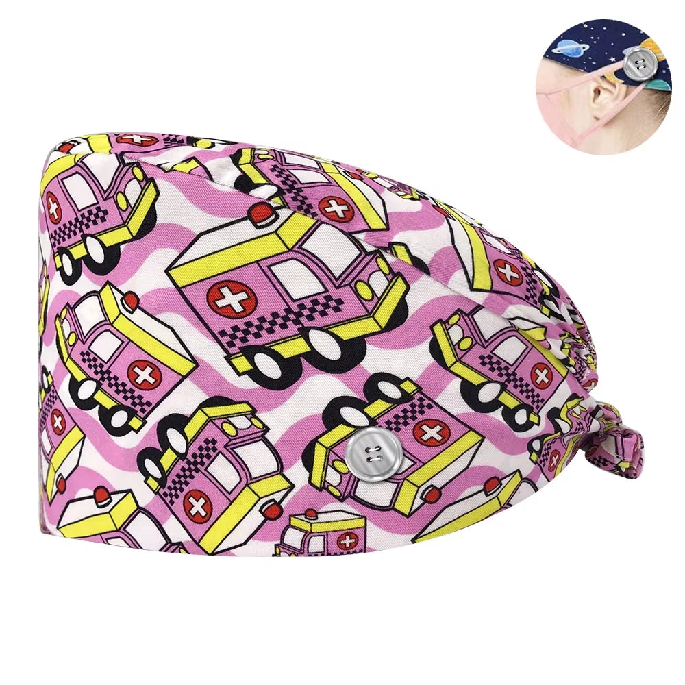 New Scrub Nurse Hat Floral Bouffant Cap Fashion Multicolor Nurse Scrub Caps Adjustable Bandage Turban Surgical Doctor Nurse Hats