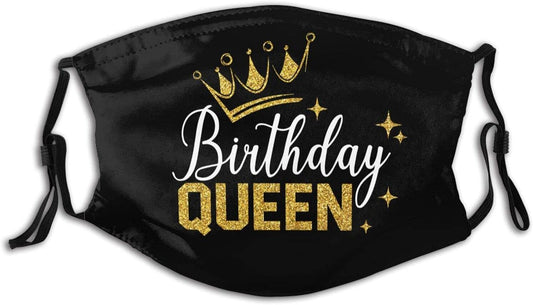 Happy Birthday Queen Face Masks - Birthday Gifts for Women - Birthday Outfits for Women - Birthday Decorations for Women - Breathable Reusable Washable Adjustable Cloth Face Cover