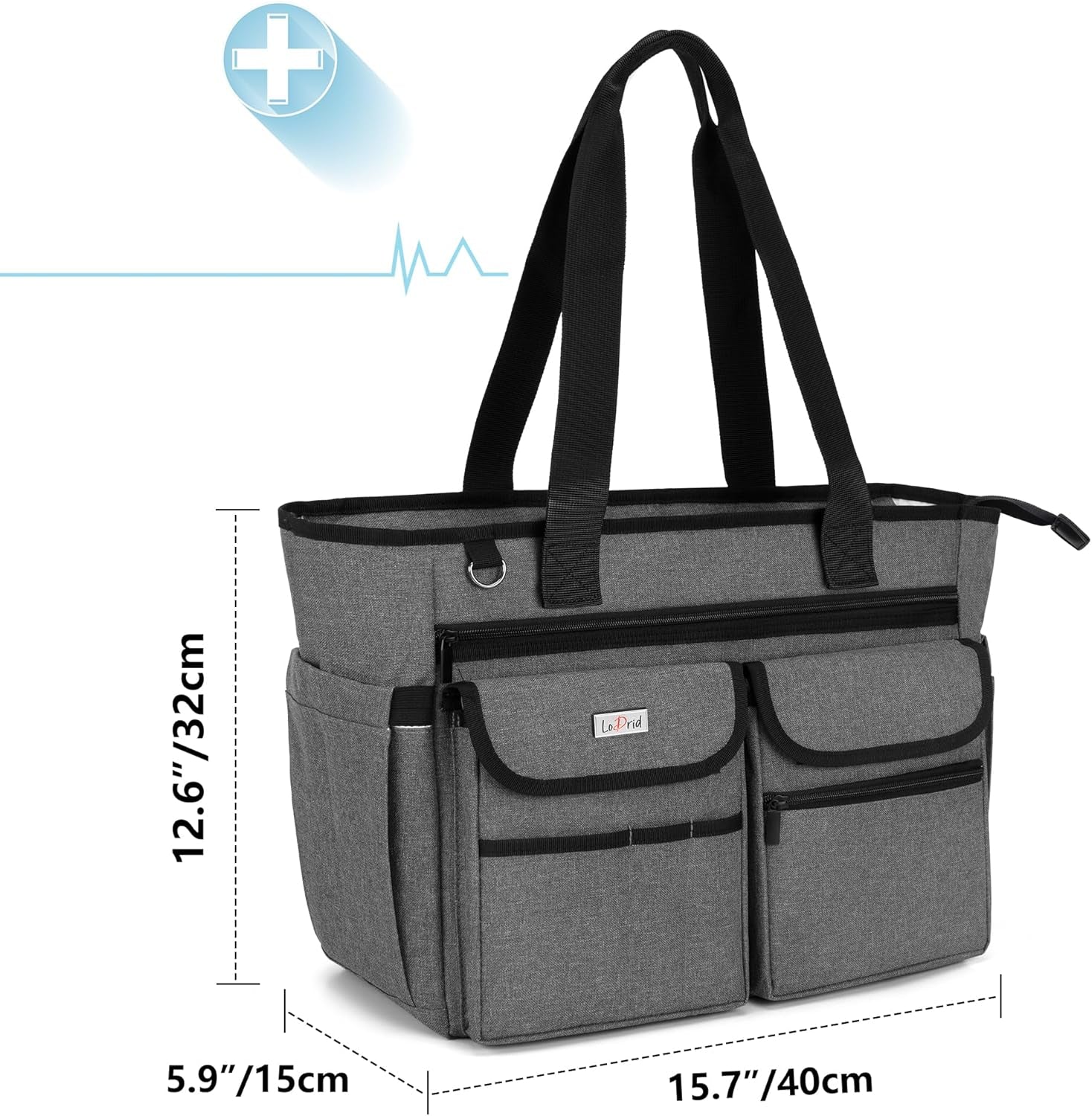 Nurse Tote Bag with Bottom Padded Pad, Nurse Bags and Totes for Work with Large Compartment, Bag Only