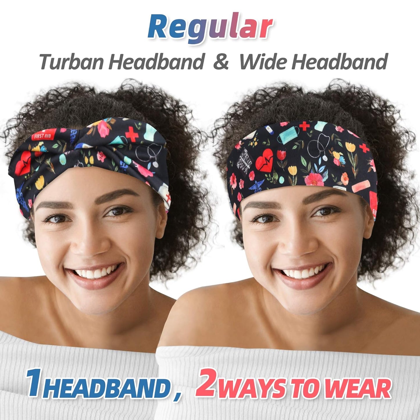 4Pcs Headbands with Buttons for Mask, Women'S and Men'S Turban Non-Slip Workout Headbands Hair Bands Protect Your Hair and Ears - Medical Set