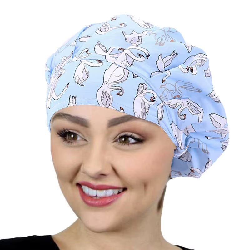 Clearance Pattern Scrub Cap Printing Working Hat Cotton Women Beautician Dust Proof Cooking Chef Caps