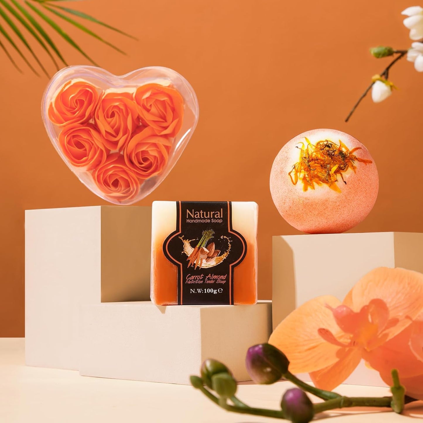 Gifts for Women,Mum,Wife,Girlfriend,Sister,Cozy Gifts, Happy Birthday,Luxury Self Care Get Well Gifts,Relaxing Spa Gifts Baskets W/ Blanket Socks Orange Rose,Mother’S Day,Valentine’S Day Gifts for Her